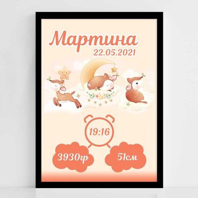 Персонализиран бебешки печат с таралежи и сърнички