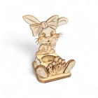 Великденско Зайче с панделка сред лалета дървена поставка